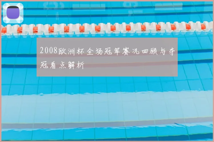 2008欧洲杯全场冠军赛况回顾与夺冠看点解析